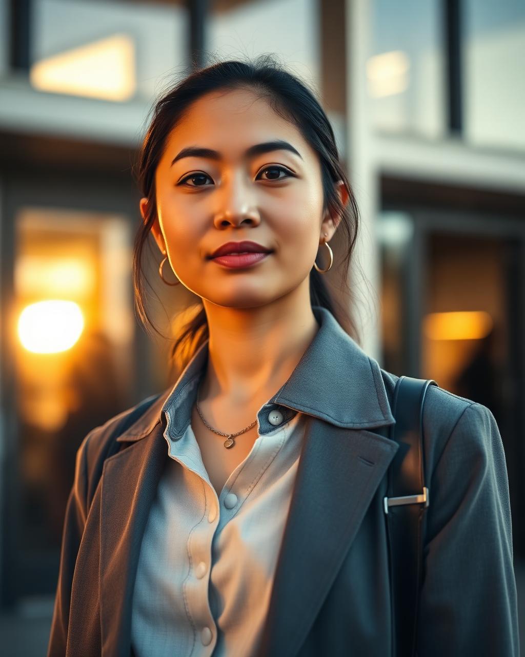 Young nonprofit leader standing tall at golden hour